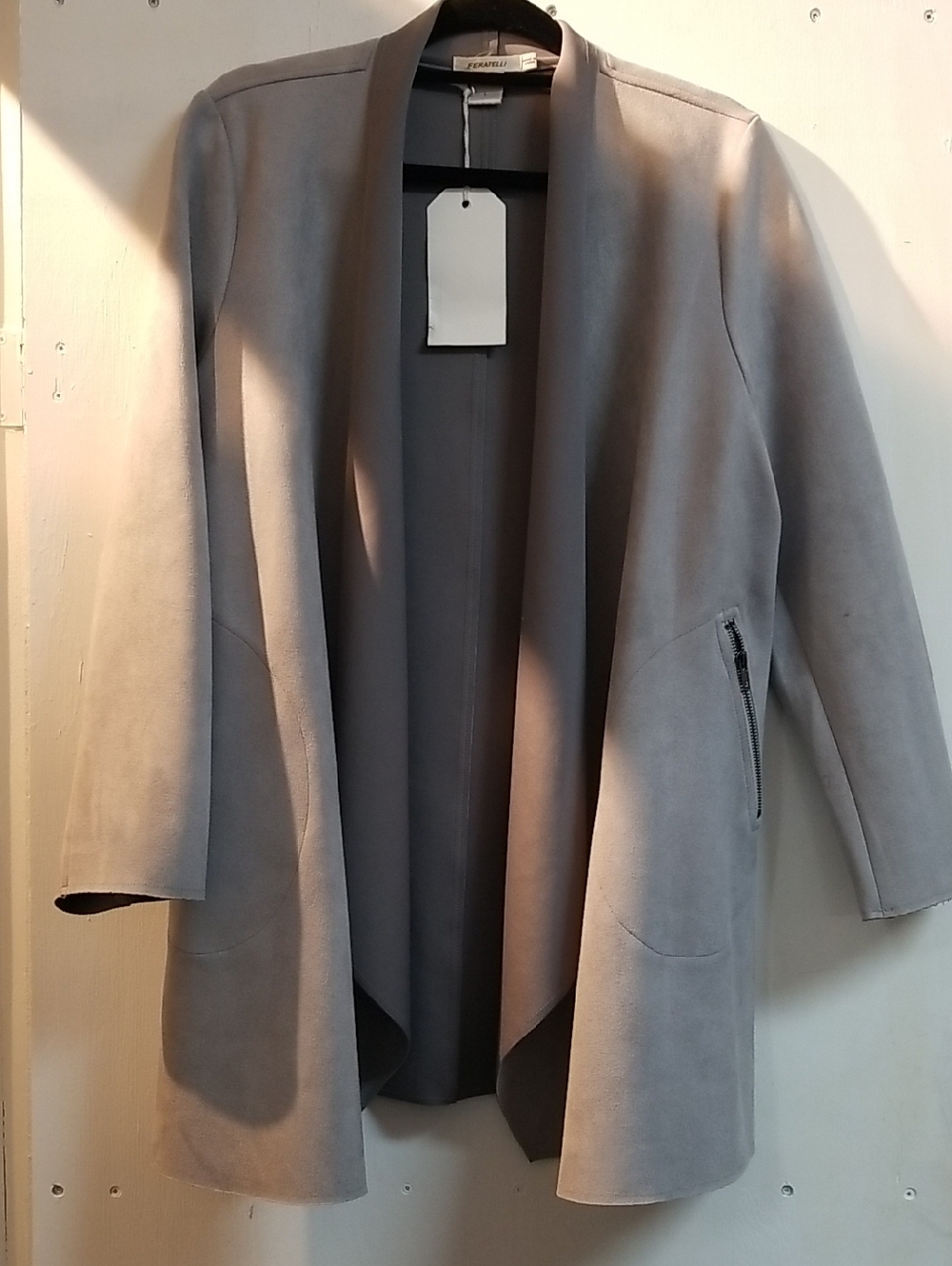 Light Gray Open-Front Women’s Blazer Jacket by Warehouse